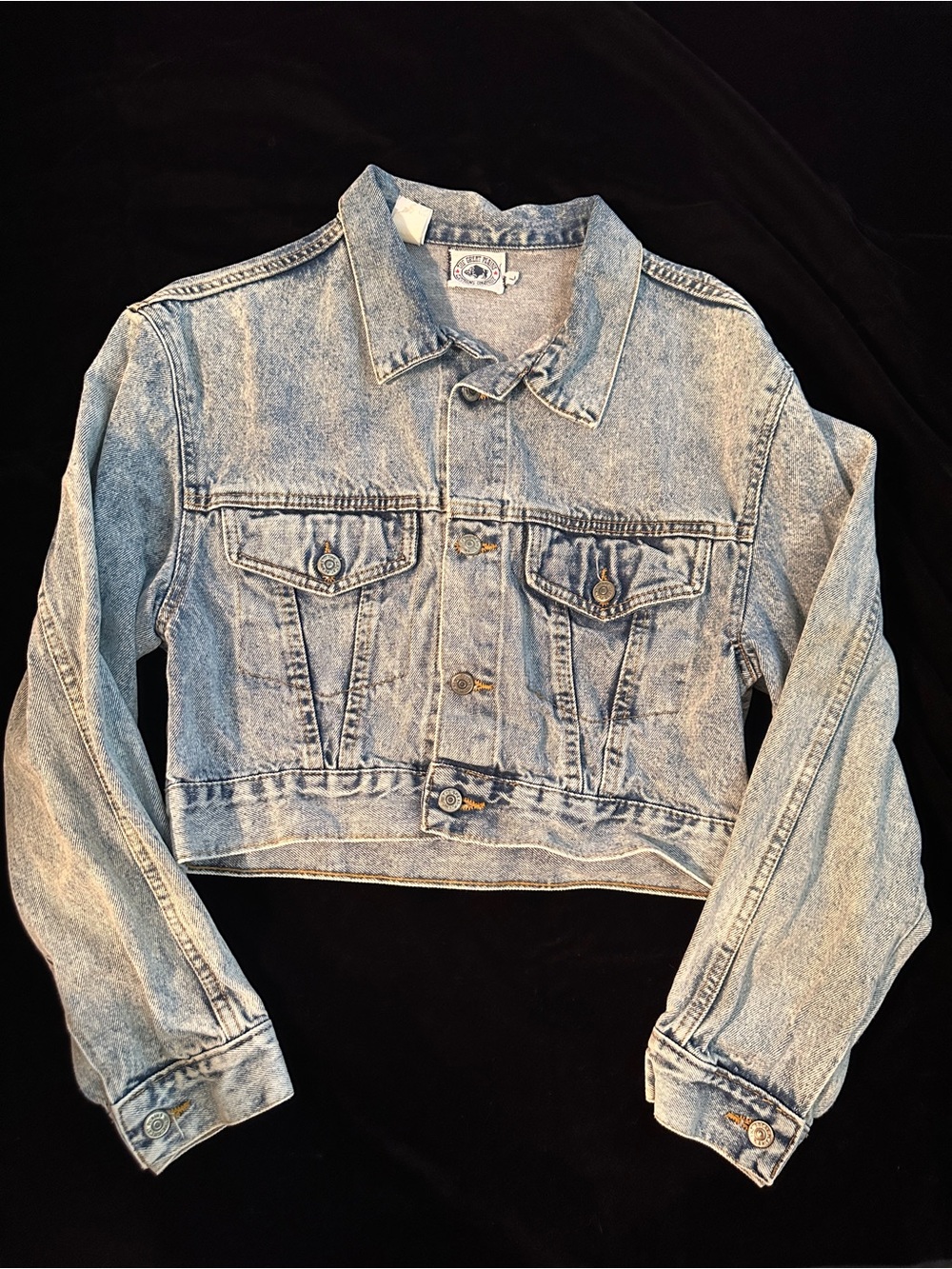 VINTAGE Great Plains Clothing Acid Washed Blue Denim Jean Jacket Womens Large